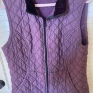 Cut Loose quilted vest zip front,  velvet collar, purple